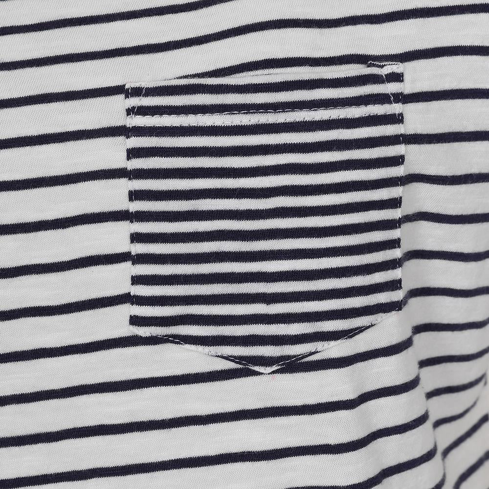 LJ162 - Ladies Striped Roll Sleeve Tee - White