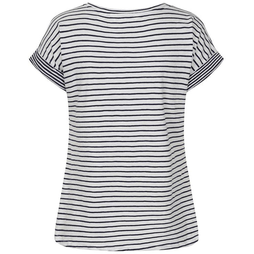 LJ162 - Ladies Striped Roll Sleeve Tee - White