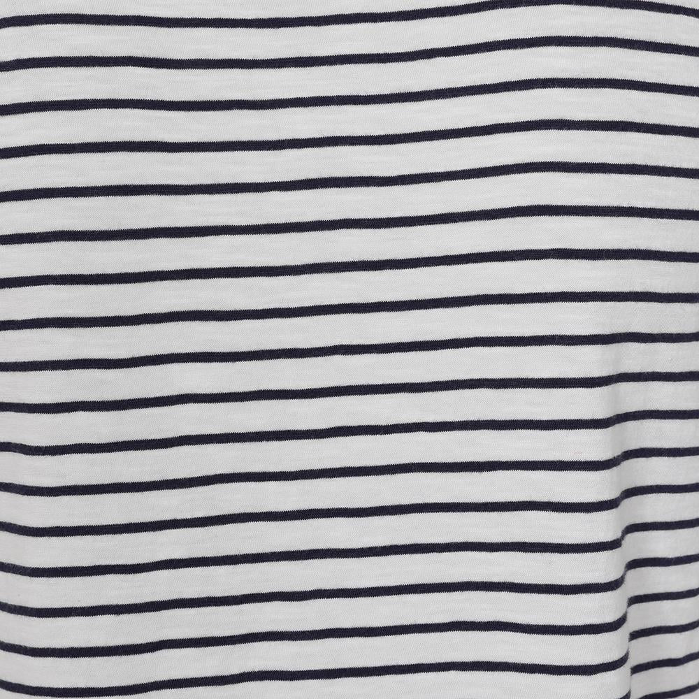 LJ162 - Ladies Striped Roll Sleeve Tee - White