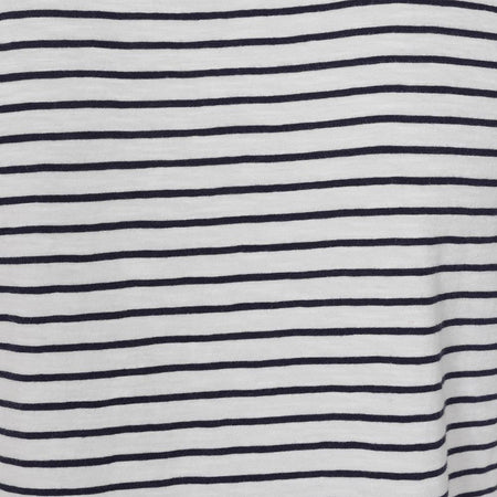 LJ162 - Ladies Striped Roll Sleeve Tee - White
