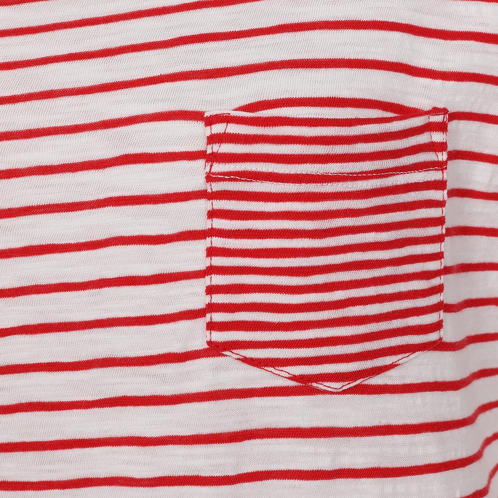 LJ162 - Ladies Striped Roll Sleeve T - Red