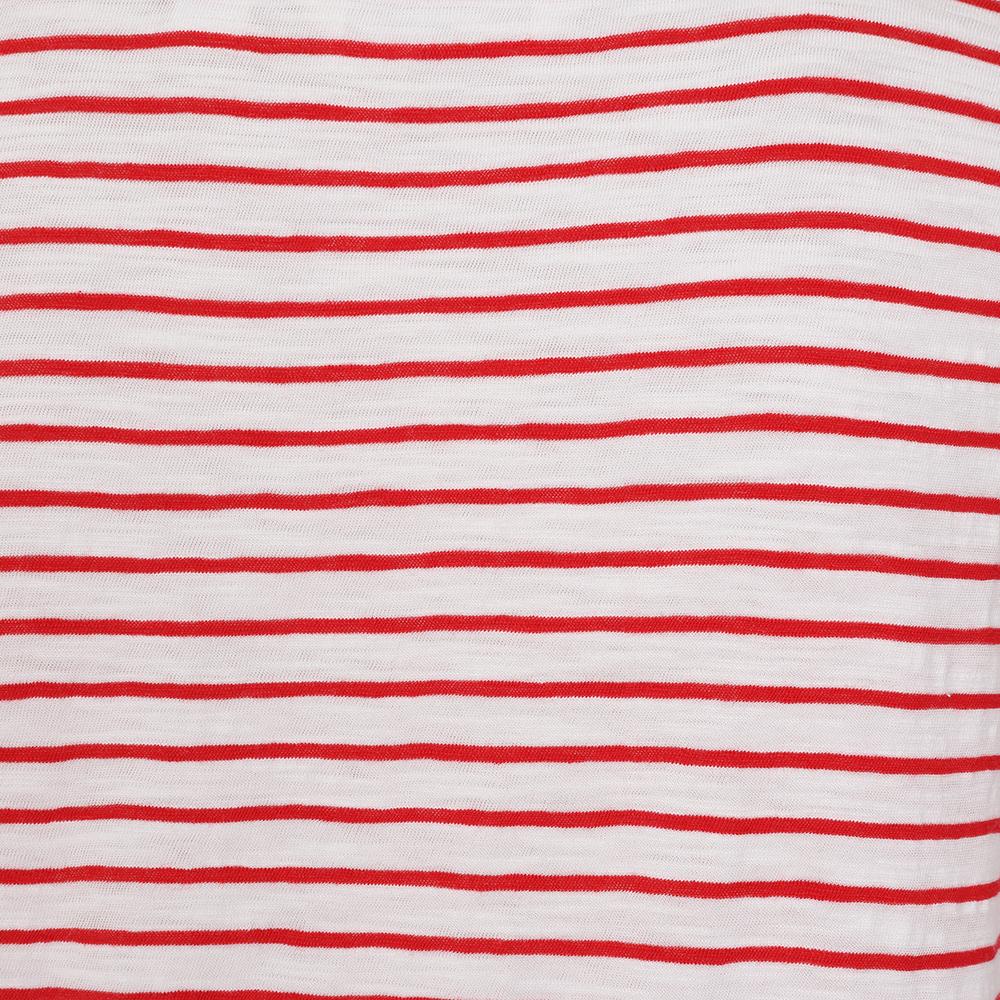 LJ162 - Ladies Striped Roll Sleeve T - Red
