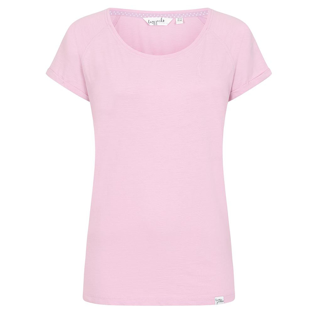 LJ163 - Ladies Roll Sleeve Tee - Pink