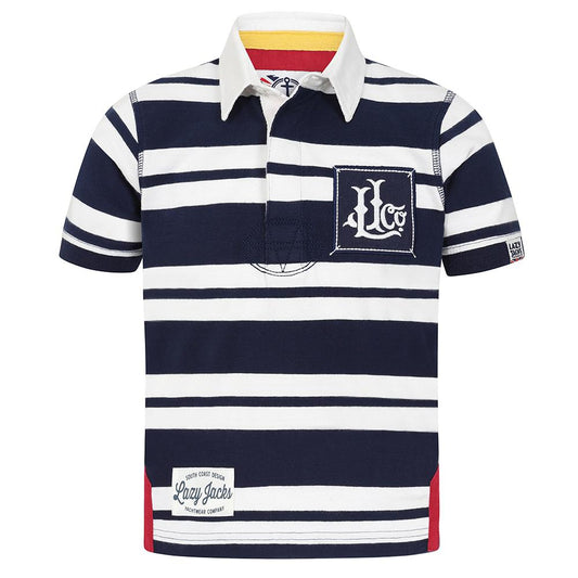 LJ27C - Boys Short Sleeve Rugby Shirt - Marine