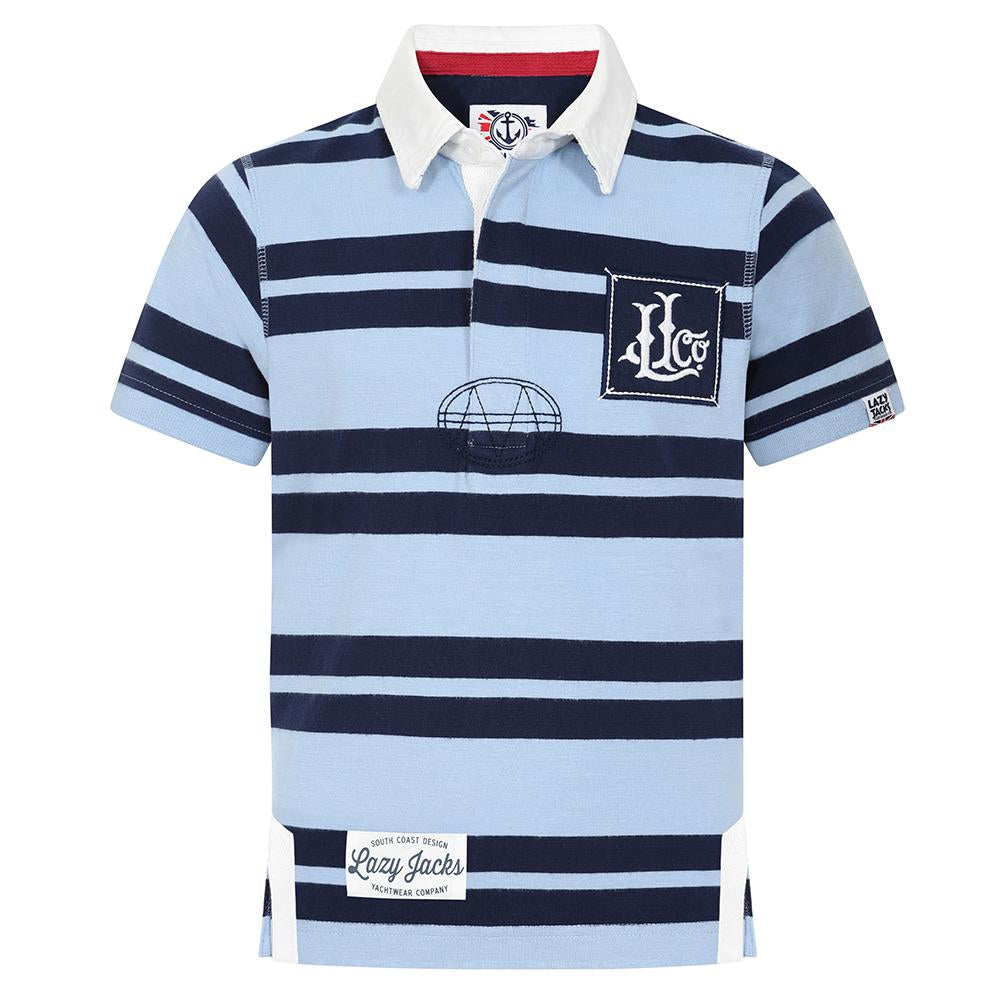 LJ27C - Boys Short Sleeve Rugby Shirt - Sky