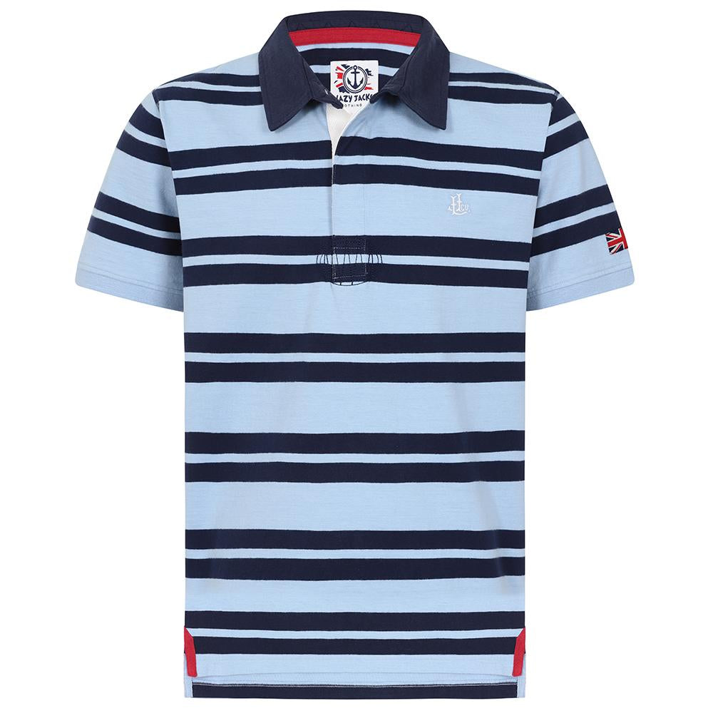 LJ27 - Men's Short Sleeve Rugby Shirt - Sky
