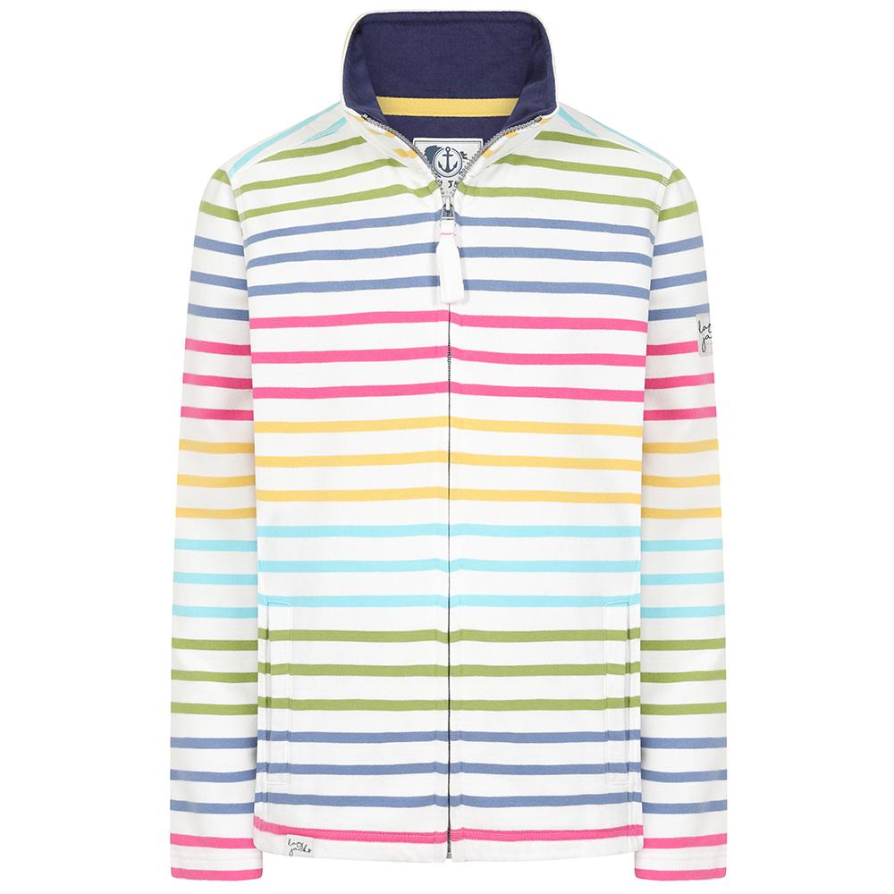 LJ32 - Full Zip Striped Sweatshirt - Rainbow