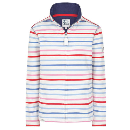 LJ32 - Ladies Full Zip Striped Sweatshirt - Red