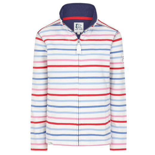 LJ32 - Ladies Full Zip Striped Sweatshirt - Red