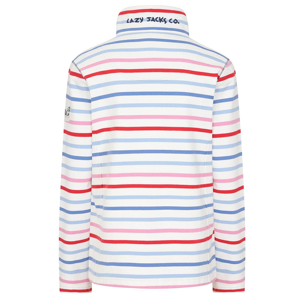 LJ32 - Ladies Full Zip Striped Sweatshirt - Red