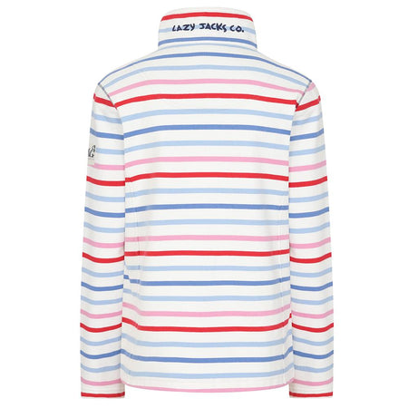 LJ32 - Ladies Full Zip Striped Sweatshirt - Red