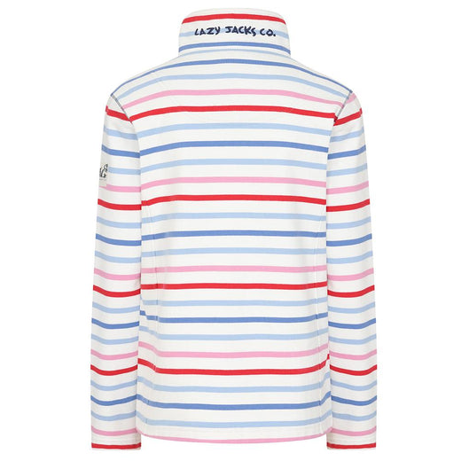 LJ32 - Ladies Full Zip Striped Sweatshirt - Red