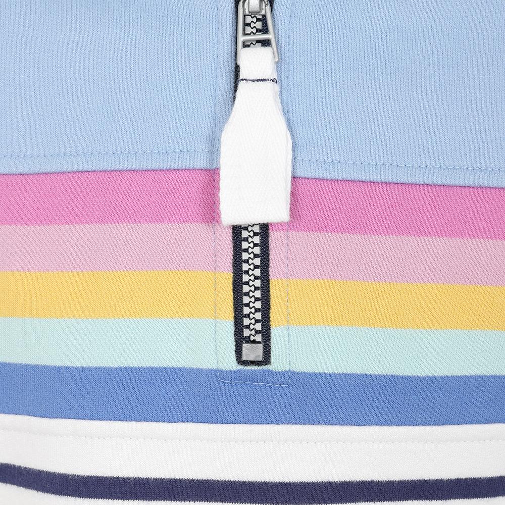 LJ35C - Girls Striped 1/4 Zip Sweatshirt - Sky