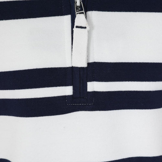 LJ39C - Boy's 1/4 Zip Striped Sweatshirt - White