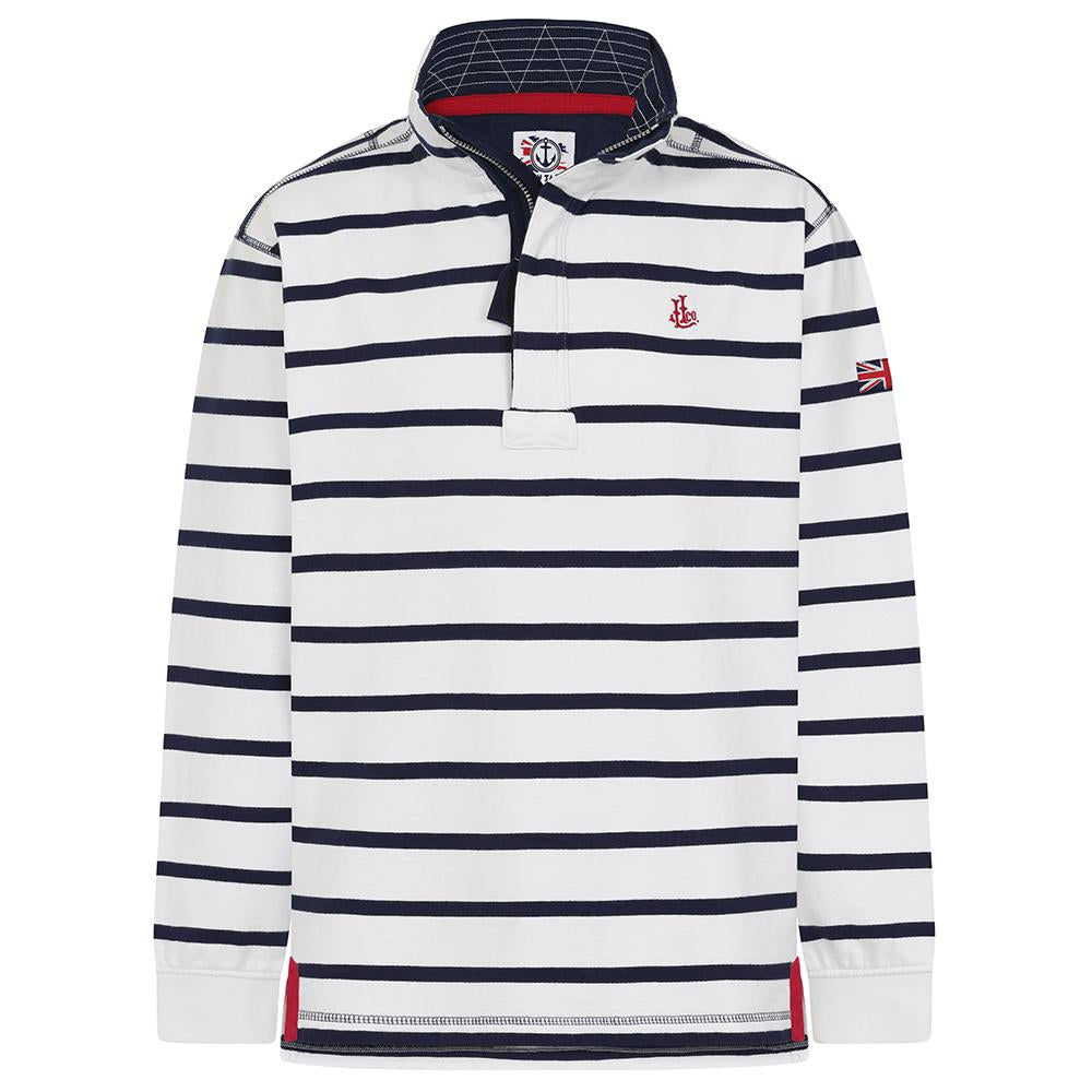 LJ39 - Men's Striped 1/4 Zip Sweatshirt - White