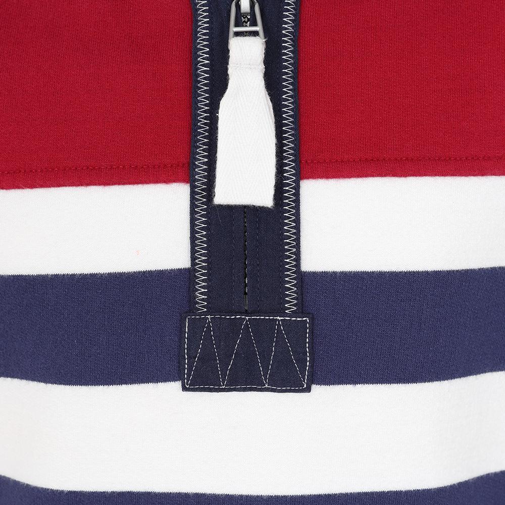 LJ51C - Boys Striped 1/4 Zip Sweatshirt - Rouge