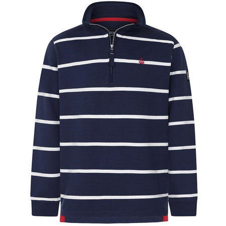 LJ51 - Mens Striped 1/4 Zip Sweatshirt - Marine