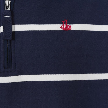 LJ51 - Mens Striped 1/4 Zip Sweatshirt - Marine