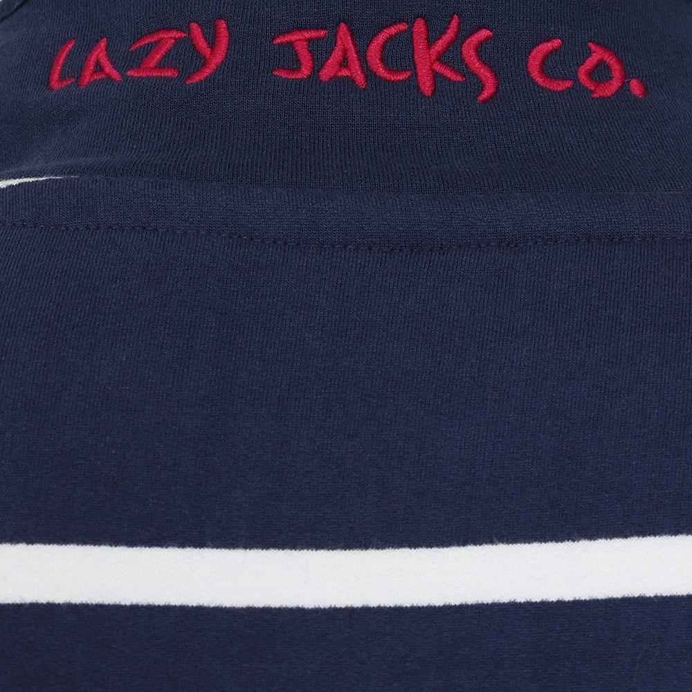 LJ51 - Mens Striped 1/4 Zip Sweatshirt - Marine