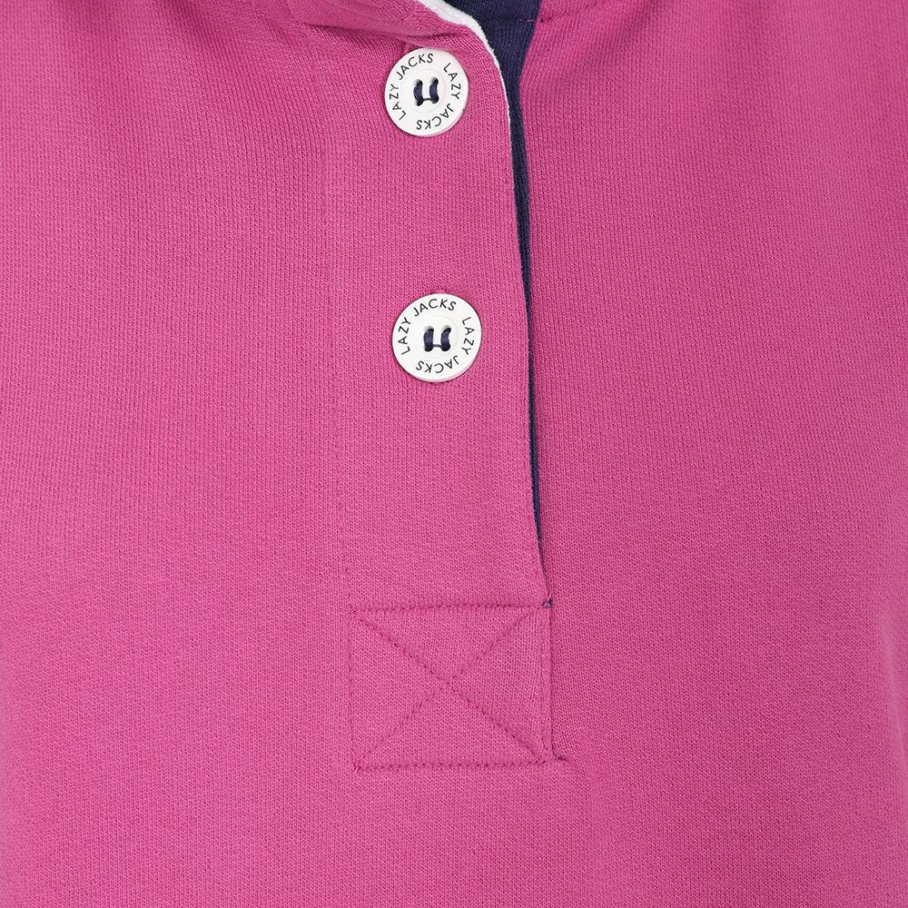 LJ5 - Ladies Button Neck Sweatshirt - Raspberry