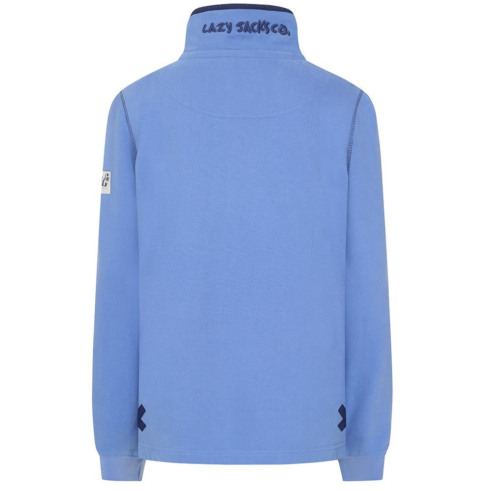 LJ5 - Ladies Button Neck Sweatshirt - Sapphire