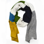 LJ72 - Colour Block Knitted Scarf - Sage