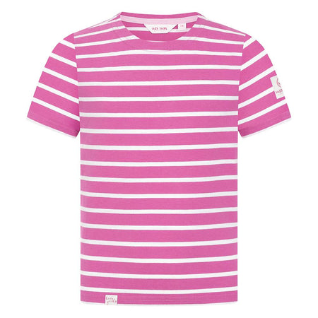 LJ8C - Girls Short Sleeve Breton Top - Raspberry