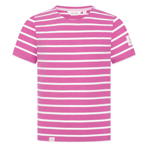 LJ8C - Girls Short Sleeve Breton Top - Raspberry
