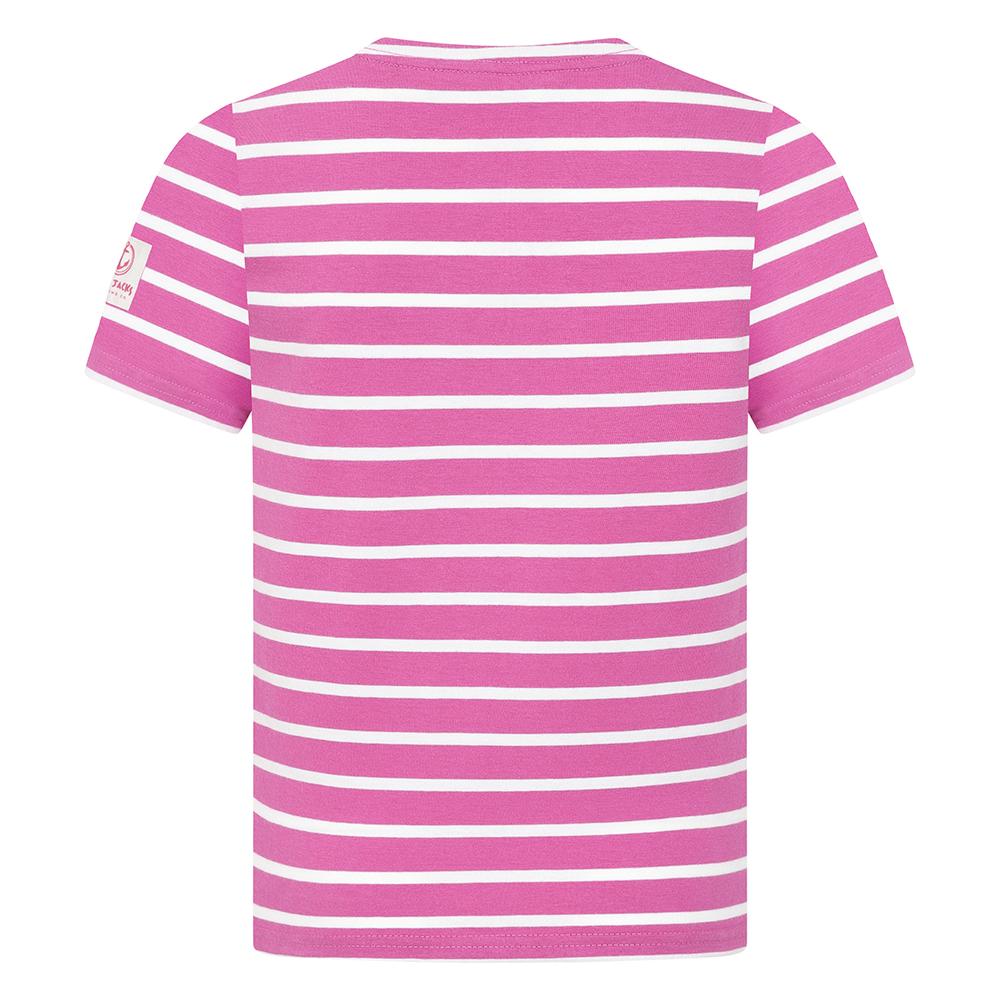 LJ8C - Girls Short Sleeve Breton Top - Raspberry