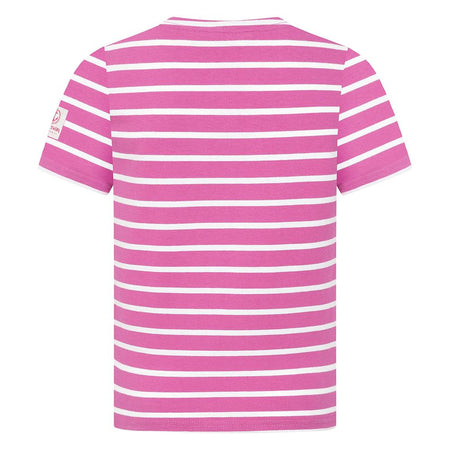 LJ8C - Girls Short Sleeve Breton Top - Raspberry