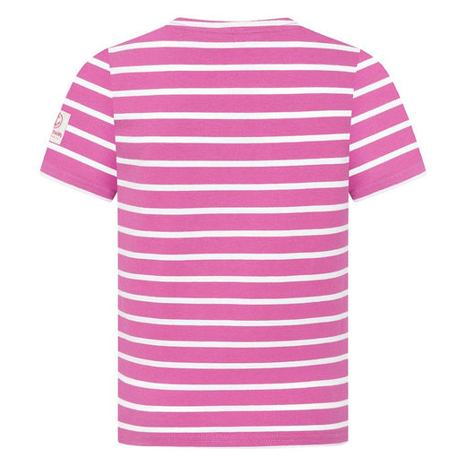LJ8C - Girls Short Sleeve Breton Top - Raspberry