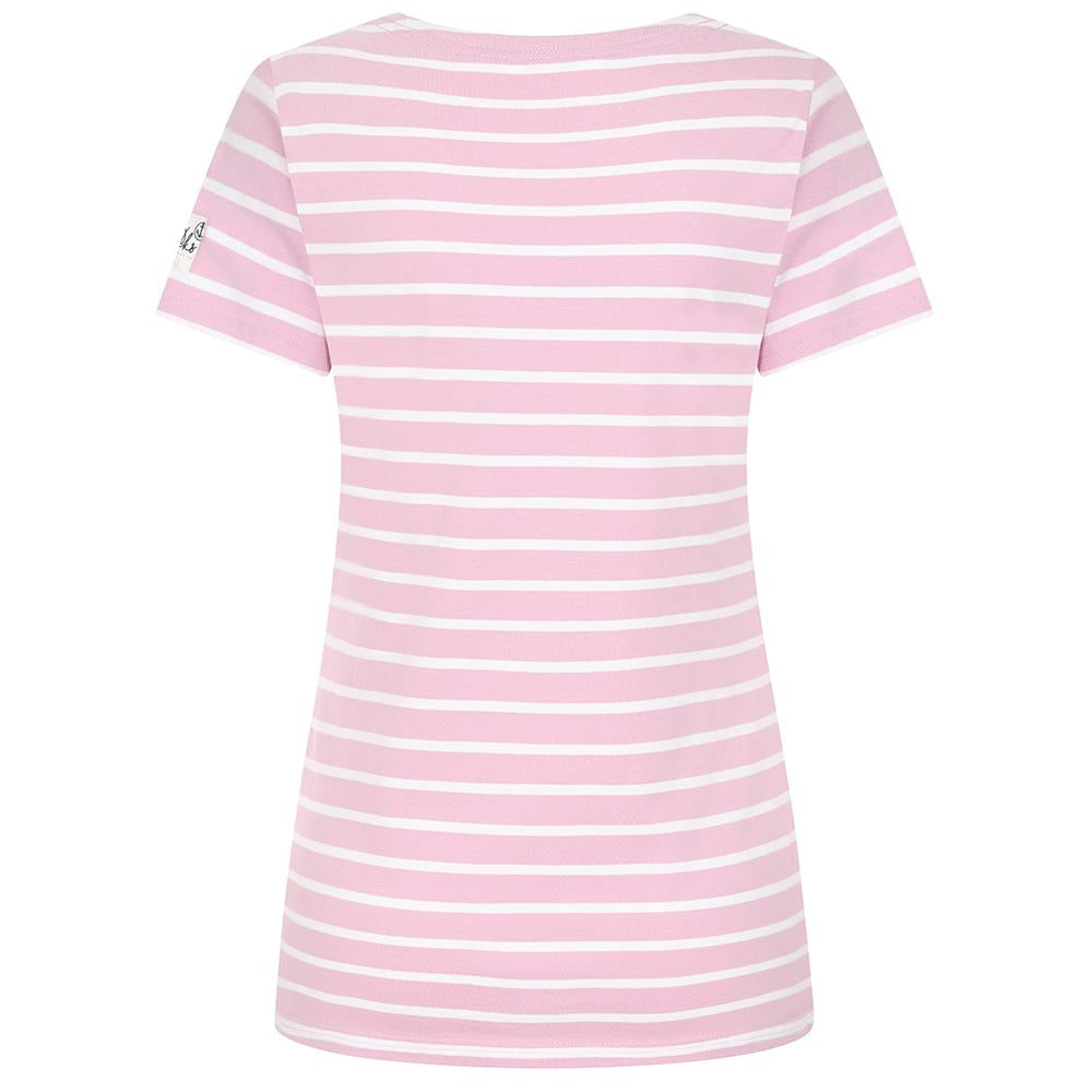 LJ8 Ladies Striped Breton T Shirt Pink Lazy Jacks