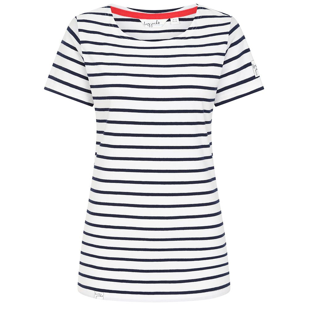 LJ8 - Ladies' Striped Breton T-Shirt - White