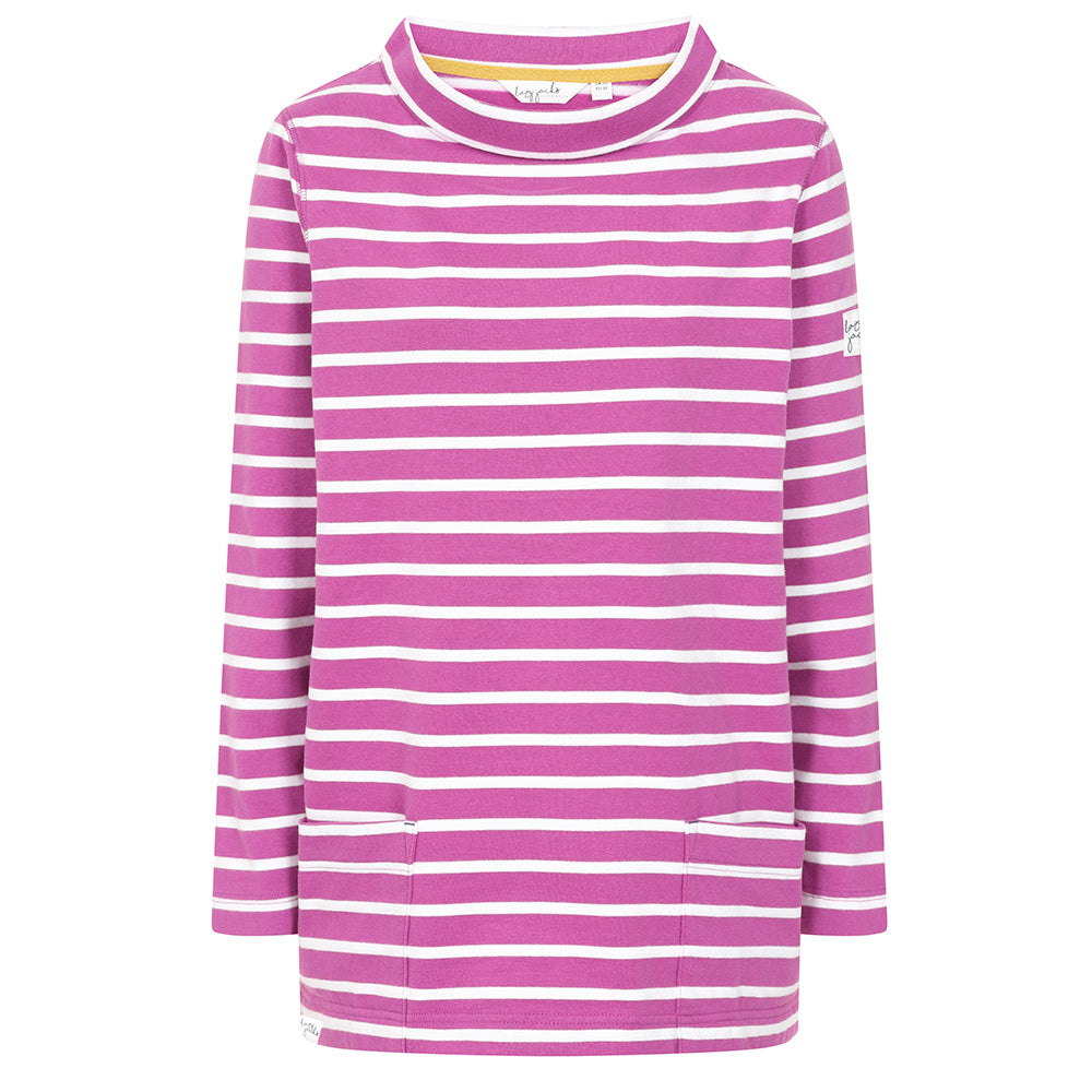 LJ94S - Striped Roll Neck Sweatshirt - Striking Purple