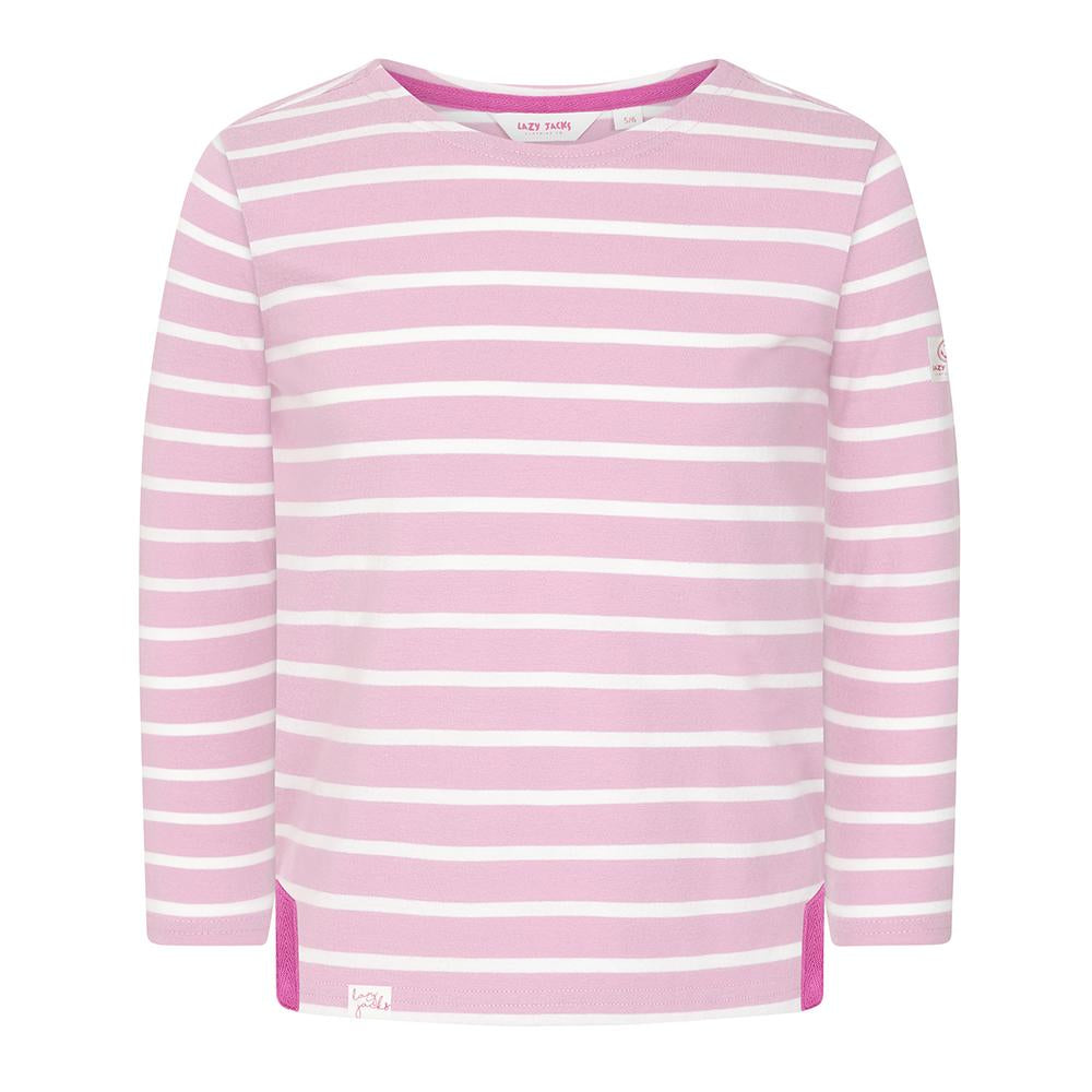 LJ97C - Girls Long Sleeve Breton Top - Pink