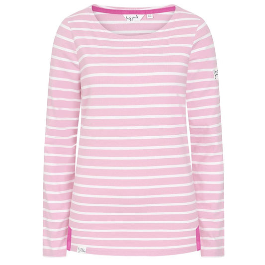 LJ97 - Ladies Striped Breton Top - Pink