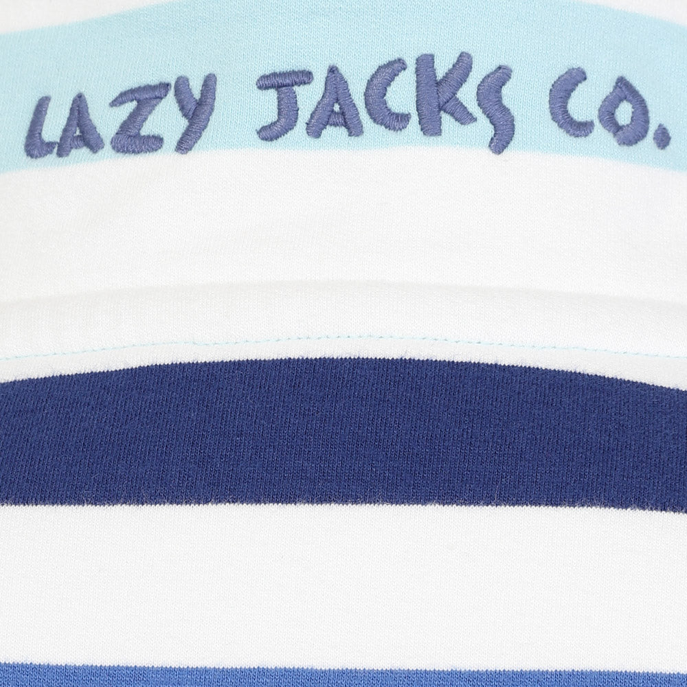 LJ35 - Ladies Striped 1/4 Zip Sweatshirt - Blue