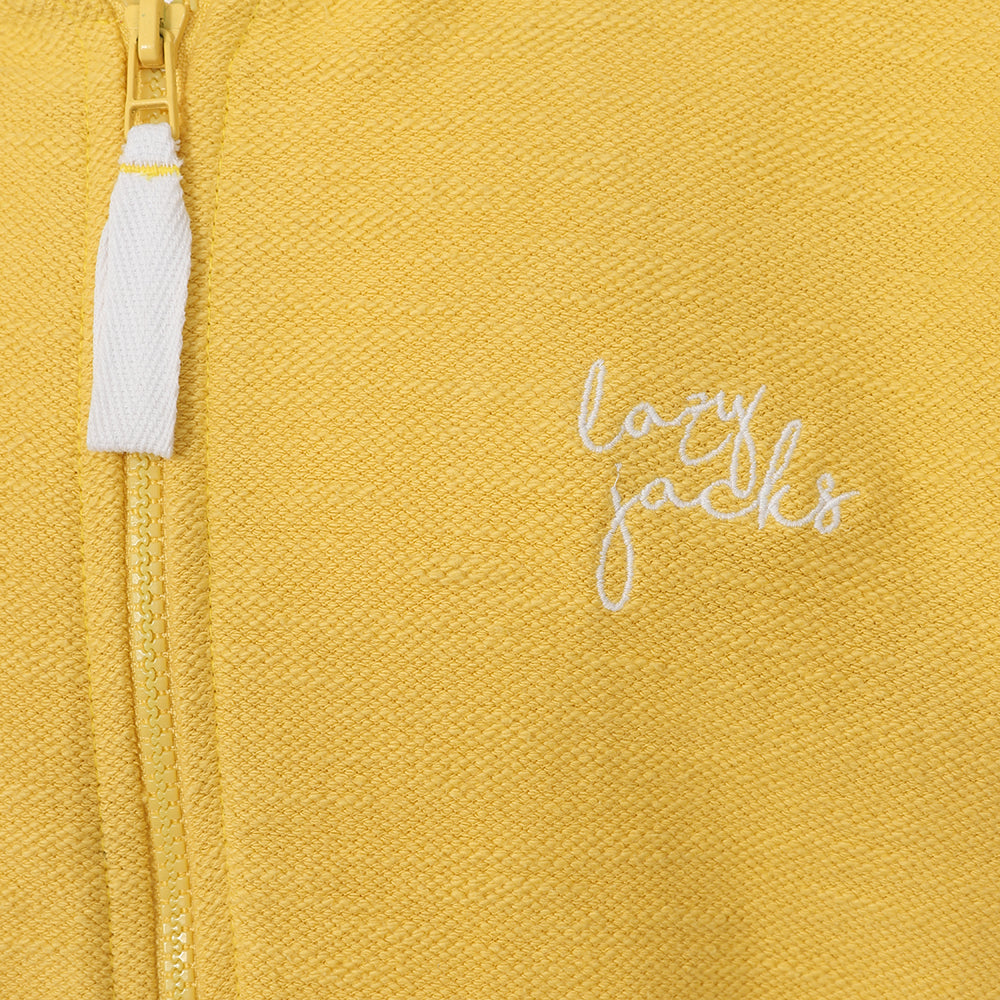 LJ102C - Girls Textured Hooded Zip Thru Sweatshirt - Lemon