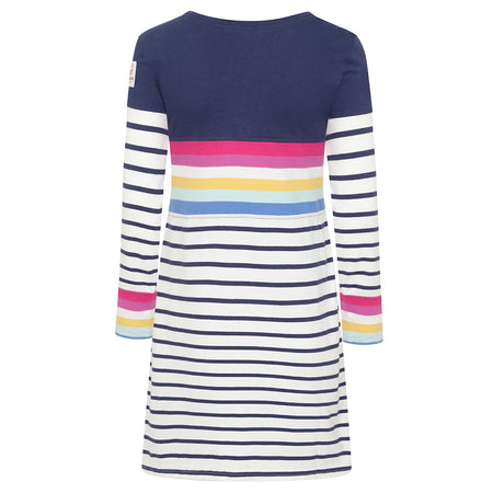 LJ115C - Girls Striped Jersey Dress - Prism