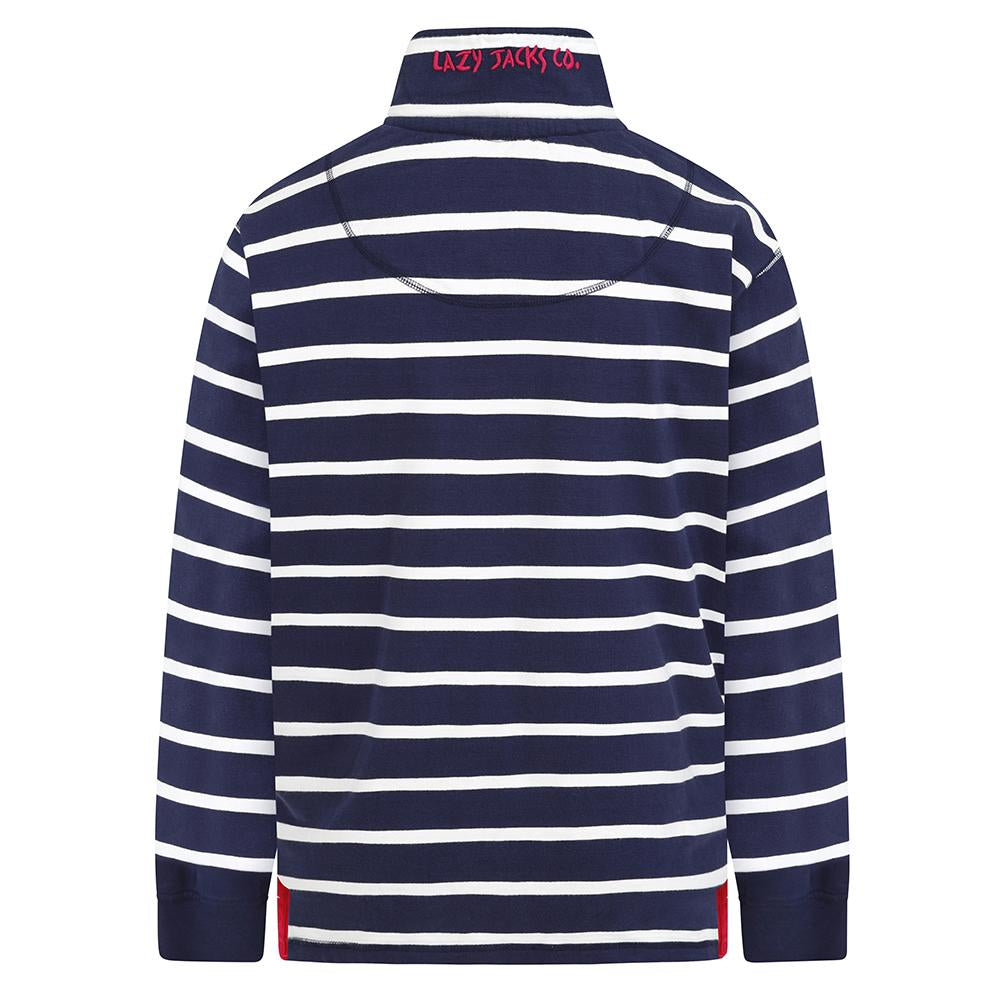 LJ39 - 1/4 Zip Striped Sweatshirt - Marine