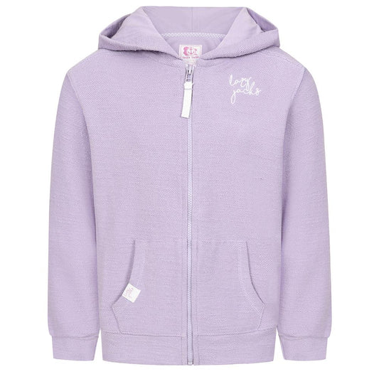 LJ102C - Girls Textured Hooded Zip Thru Sweatshirt - Lilac