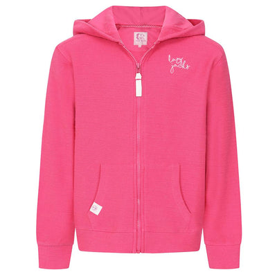 LJ102C - Girls Textured Hooded Zip Thru Sweatshirt - Sorbet