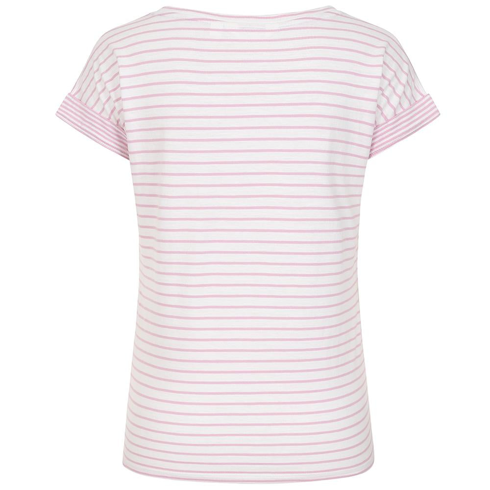 LJ162 - Ladies Striped Roll Sleeve Tee - Pink