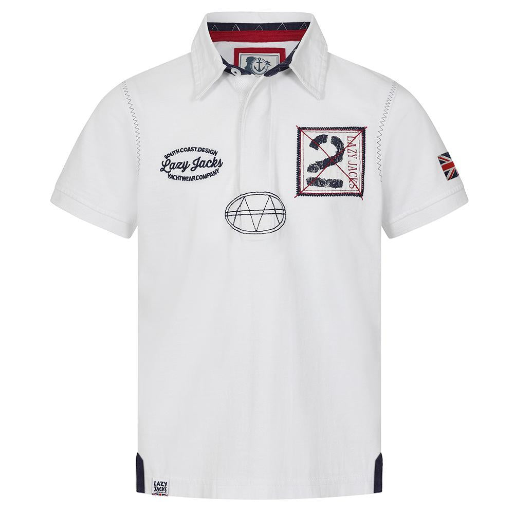 LJ23C - Boy's Short Sleeve Rugby Shirt - White
