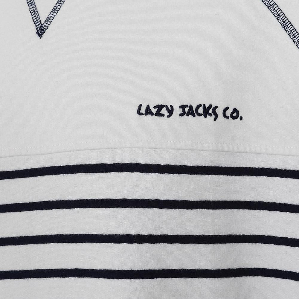 LJ91S - Striped Crew Neck Sweatshirt - White