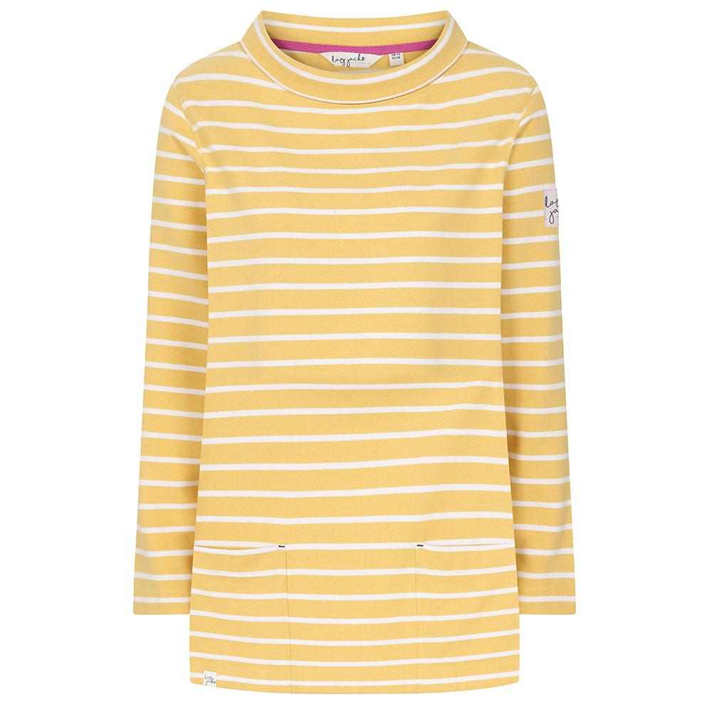 LJ94S - Striped Roll Neck Sweatshirt - Lemon